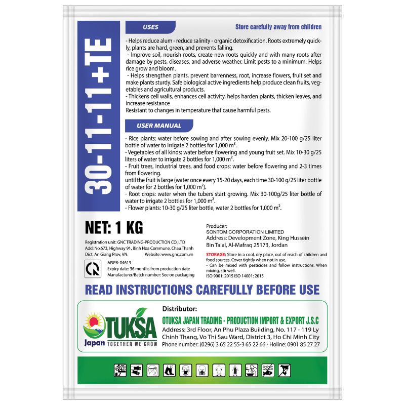 NPK 30-11-11 +TE NHẬP KHẨU JORDAN