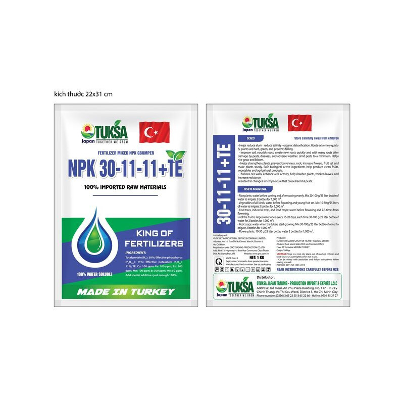 NPK 30-11-11+TE NHẬP KHẨU THỔ NHĨ KỲ