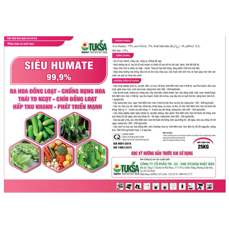 PHÂN BÓN LÁ SINH HỌC SIÊU HUMATE 99,9%